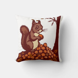 🐿️ Autumn Squirrel Decorative Pillow クッション
