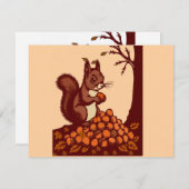 🐿️ Autumn Squirrel Invitation Card 招待状 (正面/裏面)