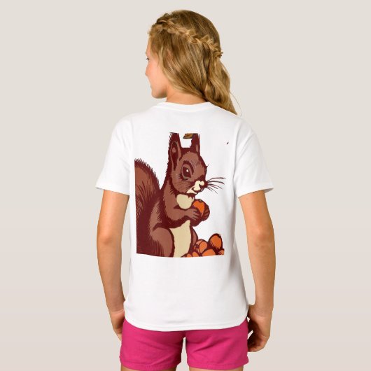 Autumn Squirrel Kids' Classic T-Shirt Front/Back Tシャツ (裏面フル)