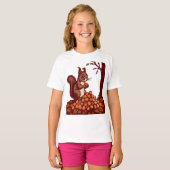 Autumn Squirrel Kids' Classic T-Shirt Front/Back Tシャツ (正面フル)