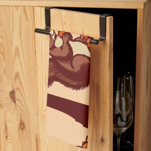 🐿️ Autumn Squirrel Kitchen Towel - キッチンタオル (三つ折り)