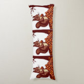 🐿️ Autumn Squirrel Long Pillow - Cozy Body ボディピロー (正面縦)