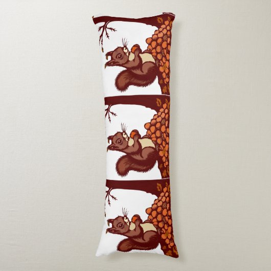 🐿️ Autumn Squirrel Long Pillow - Cozy Body ボディピロー (正面縦)