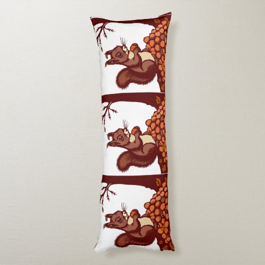 🐿️ Autumn Squirrel Long Pillow - Cozy Body ボディピロー (裏面 (縦))