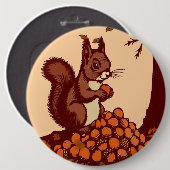 🐿️ Autumn Squirrel Pin Button / Badge - Clothing  缶バッジ (正面&裏面)