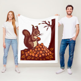 🐿️ Autumn Squirrel Polar Fleece Blanket - Gift 🍂 フリースブランケット