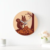 🐿️ Autumn Squirrel Round Acrylic Clock ラージ壁時計 (ホーム)