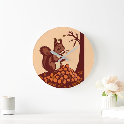 🐿️ Autumn Squirrel Round Acrylic Clock ラージ壁時計 (ホーム)