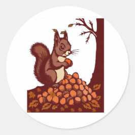 🐿️ Autumn Squirrel Round Sticker - Cozy Fall ラウンドシール