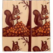 🐿️ Autumn Squirrel Shower Curtain - Bathroom deco シャワーカーテン (正面)