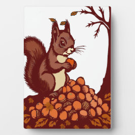 🐿️ Autumn Squirrel Table Plaque - Cozy Desk  フォトプラーク