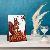 🐿️ Autumn Squirrel Table Plaque - Cozy Desk フォトプラーク (側面)