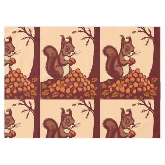 🐿️ Autumn Squirrel Tablecloth - Peach テーブルクロス (正面(横))