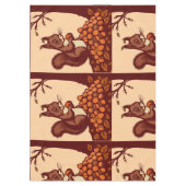 🐿️ Autumn Squirrel Tablecloth - Peach テーブルクロス (正面)