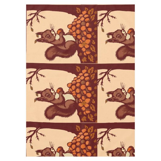 🐿️ Autumn Squirrel Tablecloth - Peach テーブルクロス (正面)