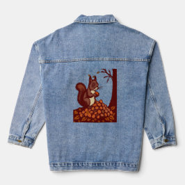 🐿️ Autumn Squirrel Women's Denim Jacket - Vintage デニムジャケット