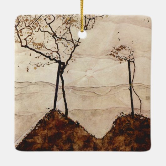 Autumn Sun and Trees by Egon Schieleヴィンテージ・アート セラミックオーナメント (裏面)