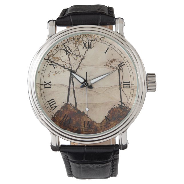 Autumn Sun and Trees by Egon Schieleヴィンテージ・アート 腕時計 (正面)