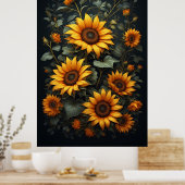 Autumn Sunflower Floral Arrangement ポスター (キッチン)