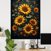 Autumn Sunflower Floral Arrangement ポスター (ホームオフィス)