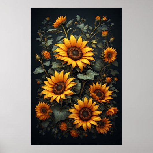 Autumn Sunflower Floral Arrangement ポスター (正面)