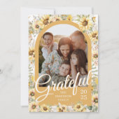 Autumn Sunflower Grateful Family Photo シーズンカード (正面)