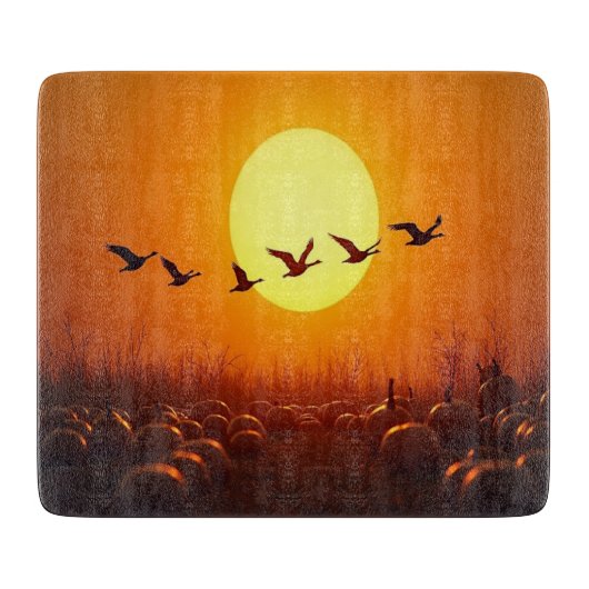 Autumn Sunset Glass Cutting Board カッティングボード (正面)