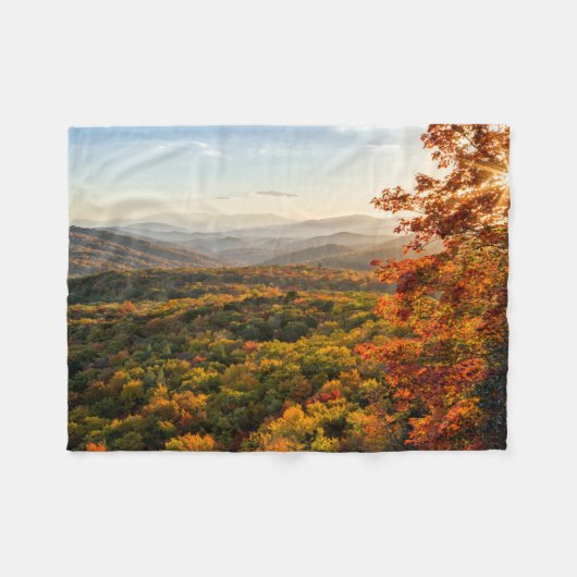 Autumn Sunset | North Carolina フリースブランケット (正面(横))