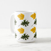 Autumn Symmetry Leaf Pattern コーヒーマグカップ (正面左)
