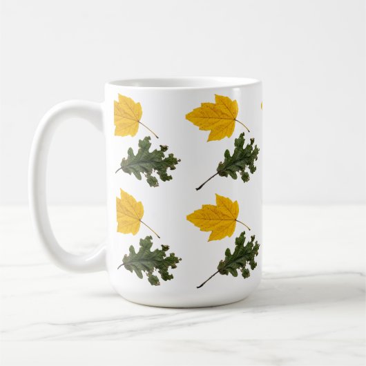 Autumn Symmetry Leaf Pattern コーヒーマグカップ (左)