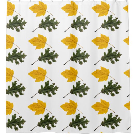 Autumn Symmetry Leaf Pattern シャワーカーテン (正面)