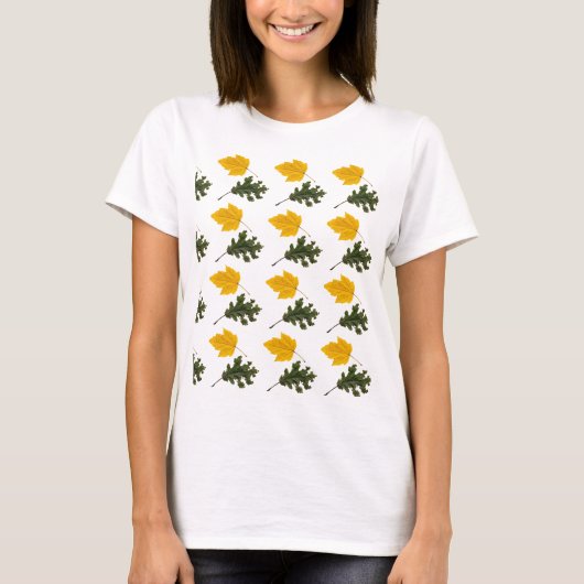 Autumn Symmetry Leaf Pattern Tシャツ (正面)