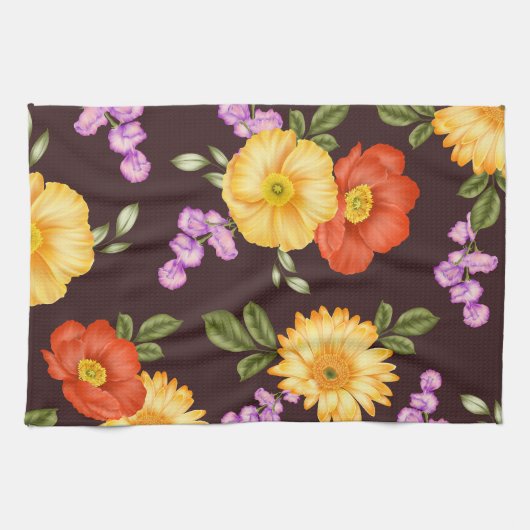 Autumn Symphony - Floral Design  キッチンタオル (横)