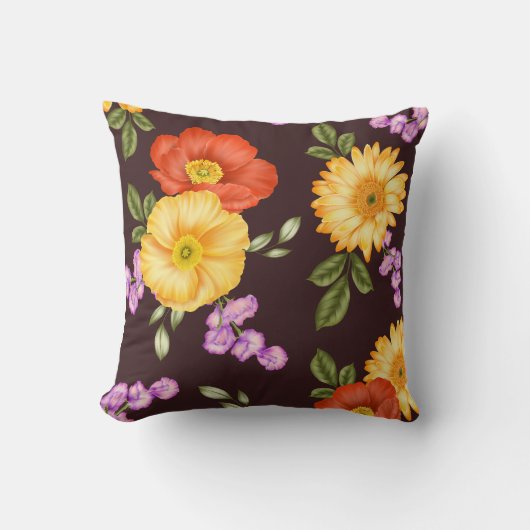 Autumn Symphony - Floral Design クッション (正面)