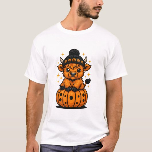 Autumn Tabby Cat with Pumpkin Sweater Fall Cute  Tシャツ (正面)