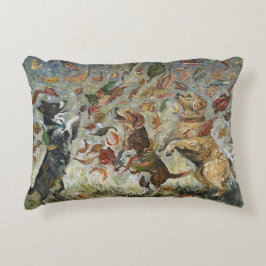 Autumn Tailwag Whimsical Golden Retriever Dogs Oil アクセントクッション