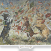 Autumn Tailwag Whimsical Golden Retriever Dogs Oil シール (正面)