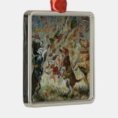 Autumn Tailwag Whimsical Golden Retriever Dogs Oil メタルオーナメント (右)