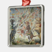 Autumn Tailwag Whimsical Golden Retriever Dogs Oil メタルオーナメント (左)