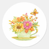 Autumn Teacup Sticker ラウンドシール (正面)