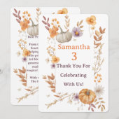 Autumn Thank You Card, Fall Pumpkin Thank You Note サンキューカード (正面/裏面)