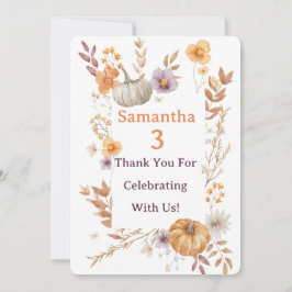 Autumn Thank You Card, Fall Pumpkin Thank You Note サンキューカード