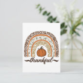 Autumn Thankful Pumpkin Pie Rainbow Thanksgiving ポストカード (スタンド正面)