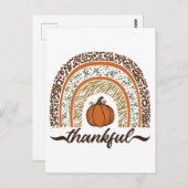 Autumn Thankful Pumpkin Pie Rainbow Thanksgiving ポストカード (正面/裏面)