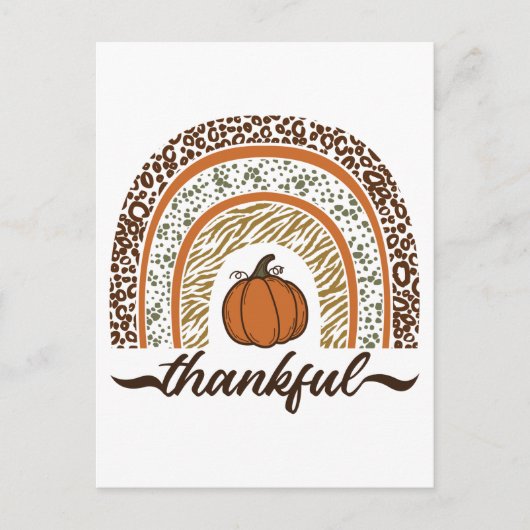 Autumn Thankful Pumpkin Pie Rainbow Thanksgiving ポストカード (正面)