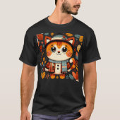 Autumn Thanksgiving Funny cat Fall Tシャツ (正面)