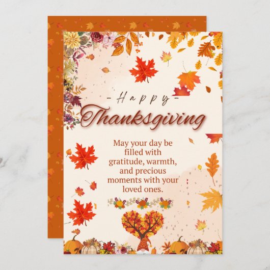 Autumn Thanksgiving Greeting Card 招待状 (正面/裏面)