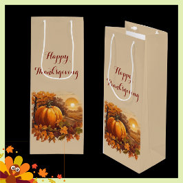 Autumn Thanksgiving Pumpkin Theme ワインギフトバッグ