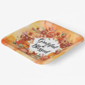 Autumn themed thanksgiving with flowers pumpkins ペーパープレート (傾斜あり)