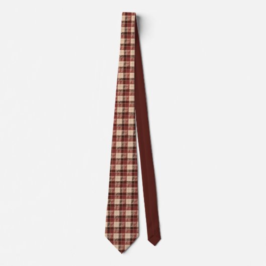 Autumn Tie in Brown and Red Plaid ネクタイ (正面)